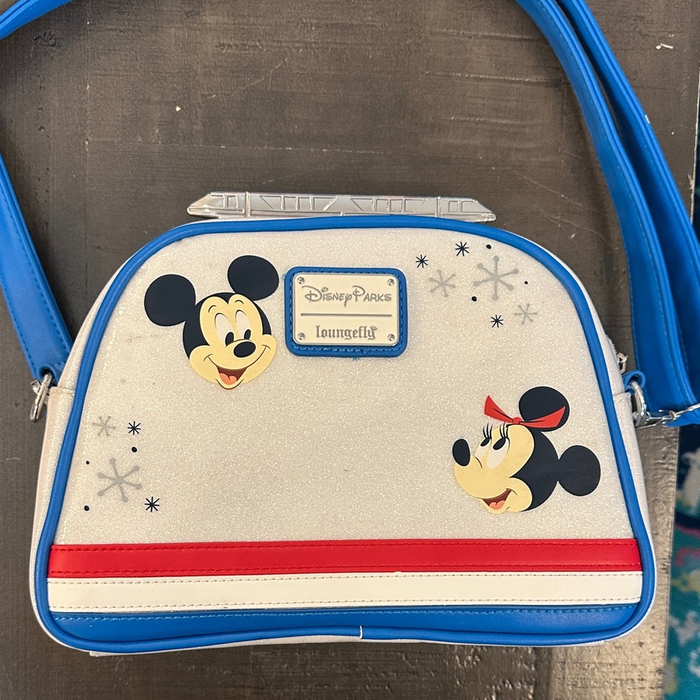 Loungefly Blue and White Mickey & Minnie Bag